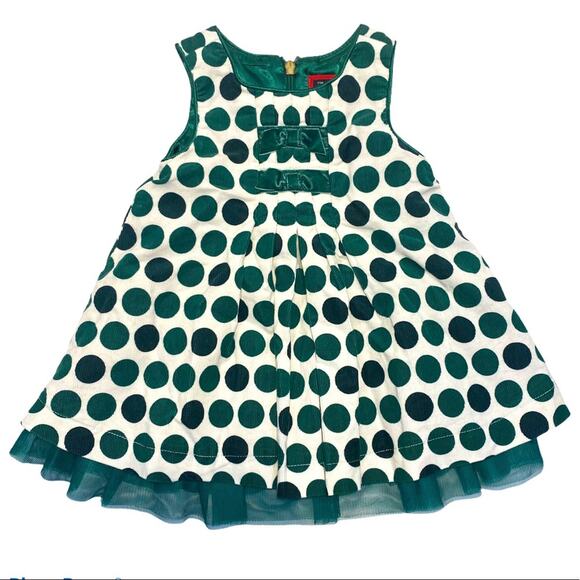 The Children’s Place Girls Dress size 6-9 months Corduroy Green Polka Dot - Picture 1 of 6